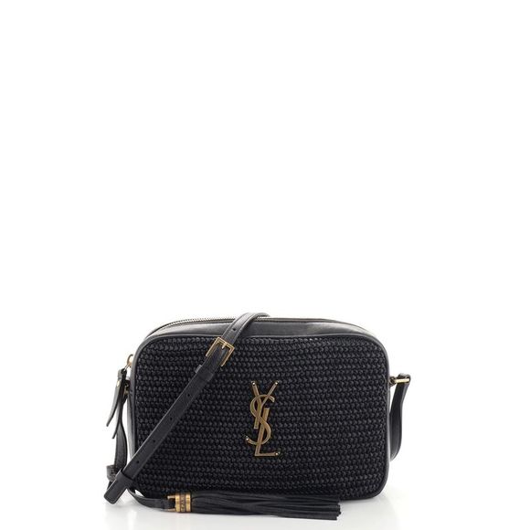 Saint Laurent Bags Saint Laurent Lou Camera Bag Woven Raffia Small Black Poshmark
